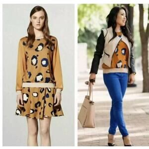 3.1 Phillip Lim Leopard Print Mustard Purple Long Sleeve Sweater Top Size S